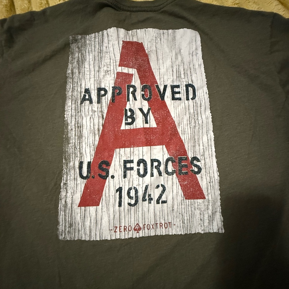 Zero Foxtrot Military Graphic T-Shirt Green U.S.forces Veterans size XXL